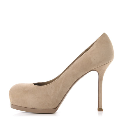 Saint Laurent Suede Tribtoo 105 Platform Pumps 36.5 Beige 1 of 11