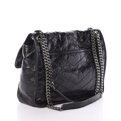 Saint Laurent Crinkled Calfskin Matelasse Monogram Medium Niki Chain Satchel Black 2 of 8