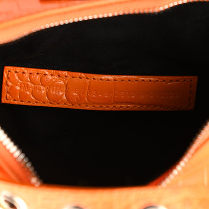 Balenciaga Extra Supple Calfskin Crocodile Embossed Le Cagole Shoulder Bag XS Pop Orange 7 of 11