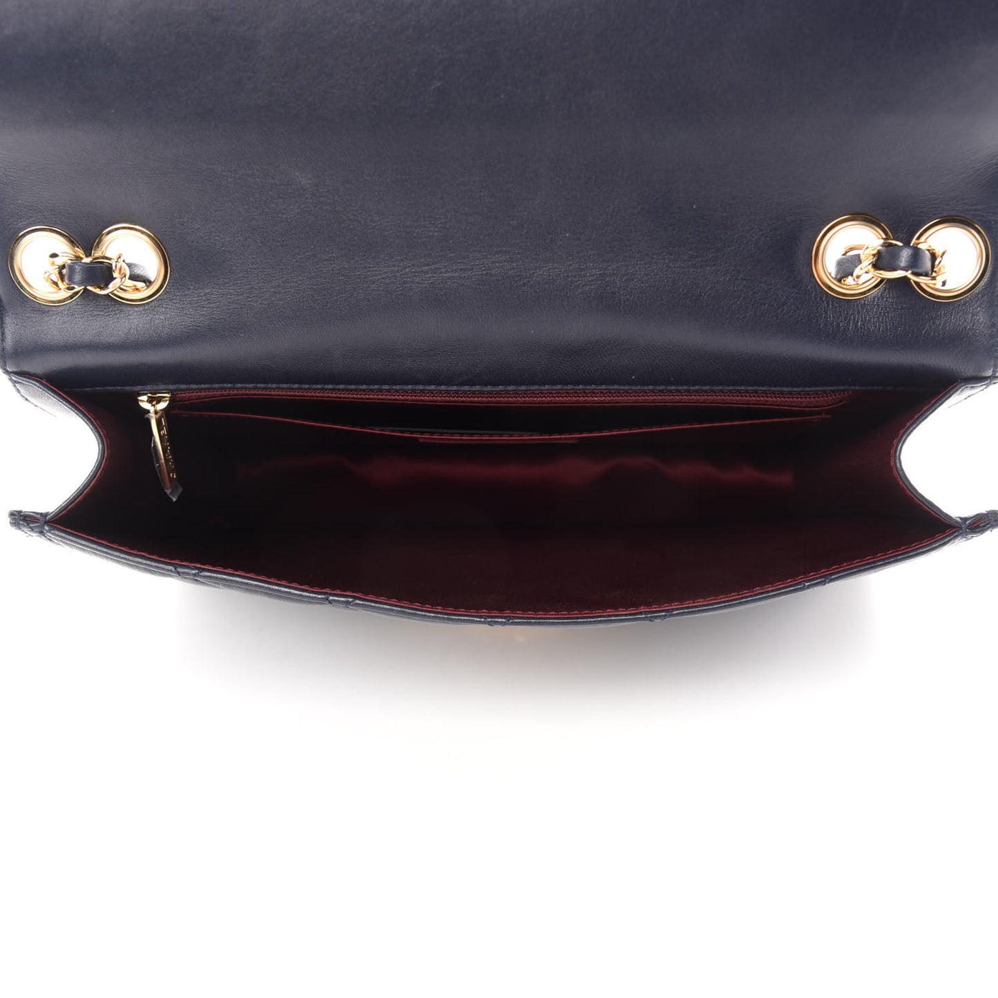 Lambskin Quilted Large Golden Class Flap Navy