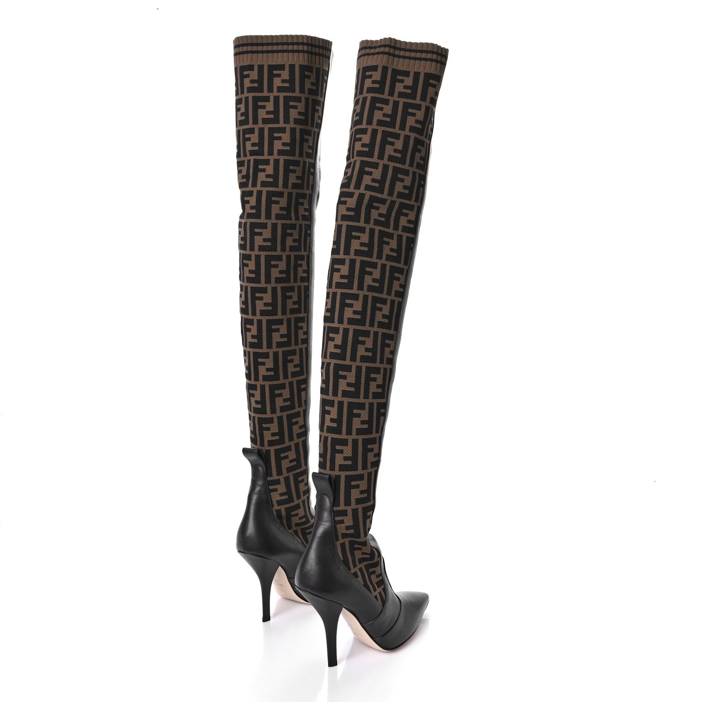 Nappa Microfiber Fabric FF Rockoko Thigh High 105mm Boots 36 Ebano Tobacco Black