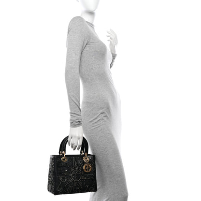 Christian Dior Calfskin Sequins Astrology Medium Lady Dior Black 2 of 12
