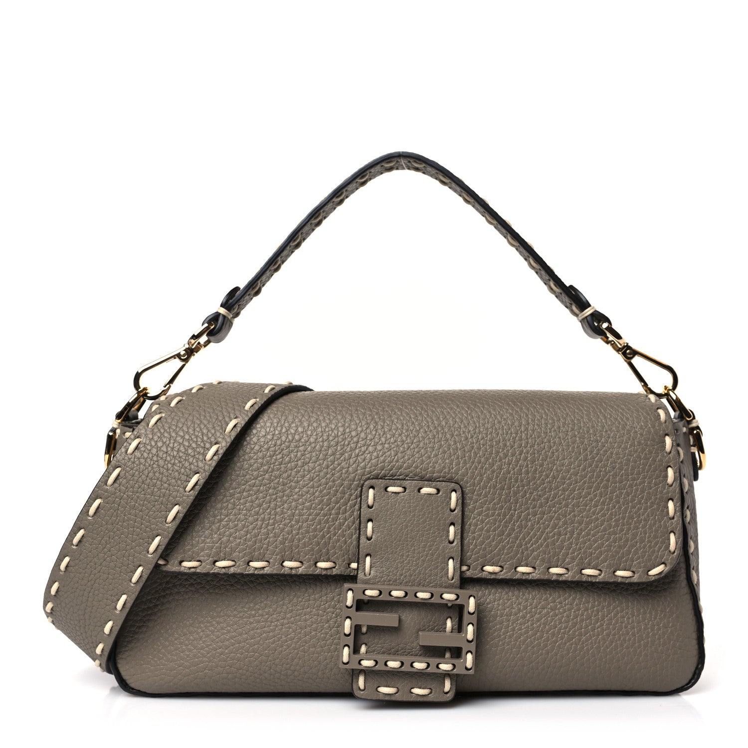 Fendi Vitello Stampa Granata Macro Stitchings Baguette Tartufo 1 of 9