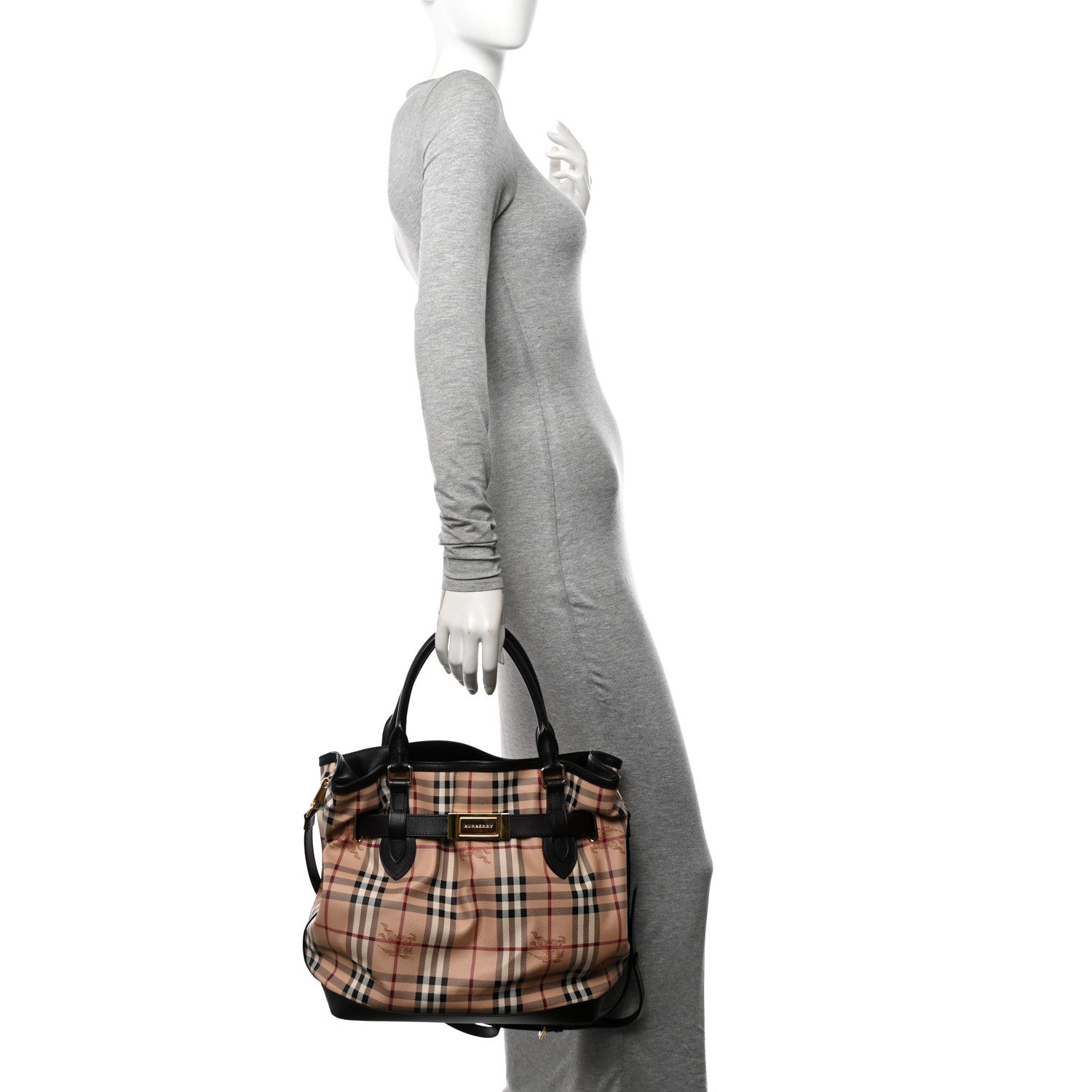 Burberry Haymarket Check Medium Golderton Tote Chocolate 2 of 11