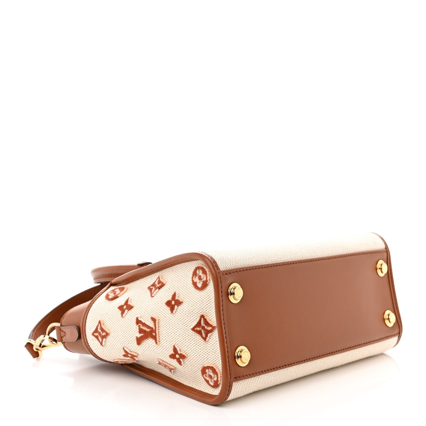 Canvas Calfskin Monogram On My Side PM Caramel Tan