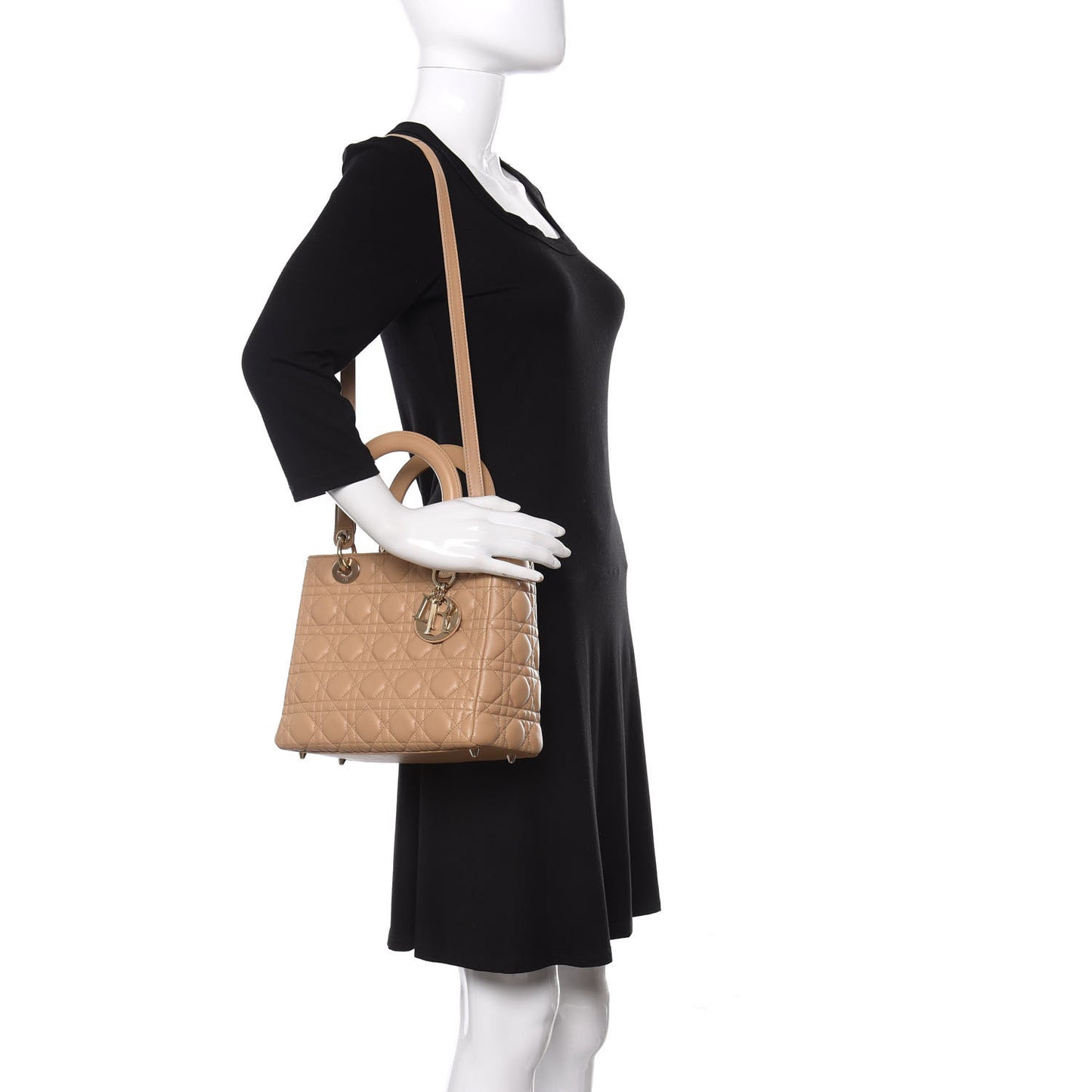 Lambskin Cannage Medium Lady Dior Beige