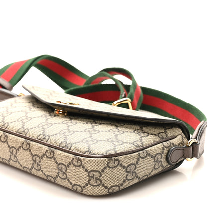 Gucci GG Supreme Monogram Textured Dollar Calfskin Web Mini Ophidia Envelope Shoulder Bag Beige Ebony New Acero 9 of 10