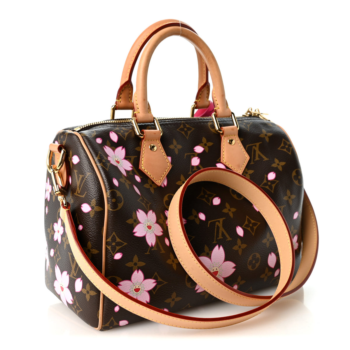 LV X TM Monogram Cherry Blossom Speedy Bandouliere 25 Sakura Brown