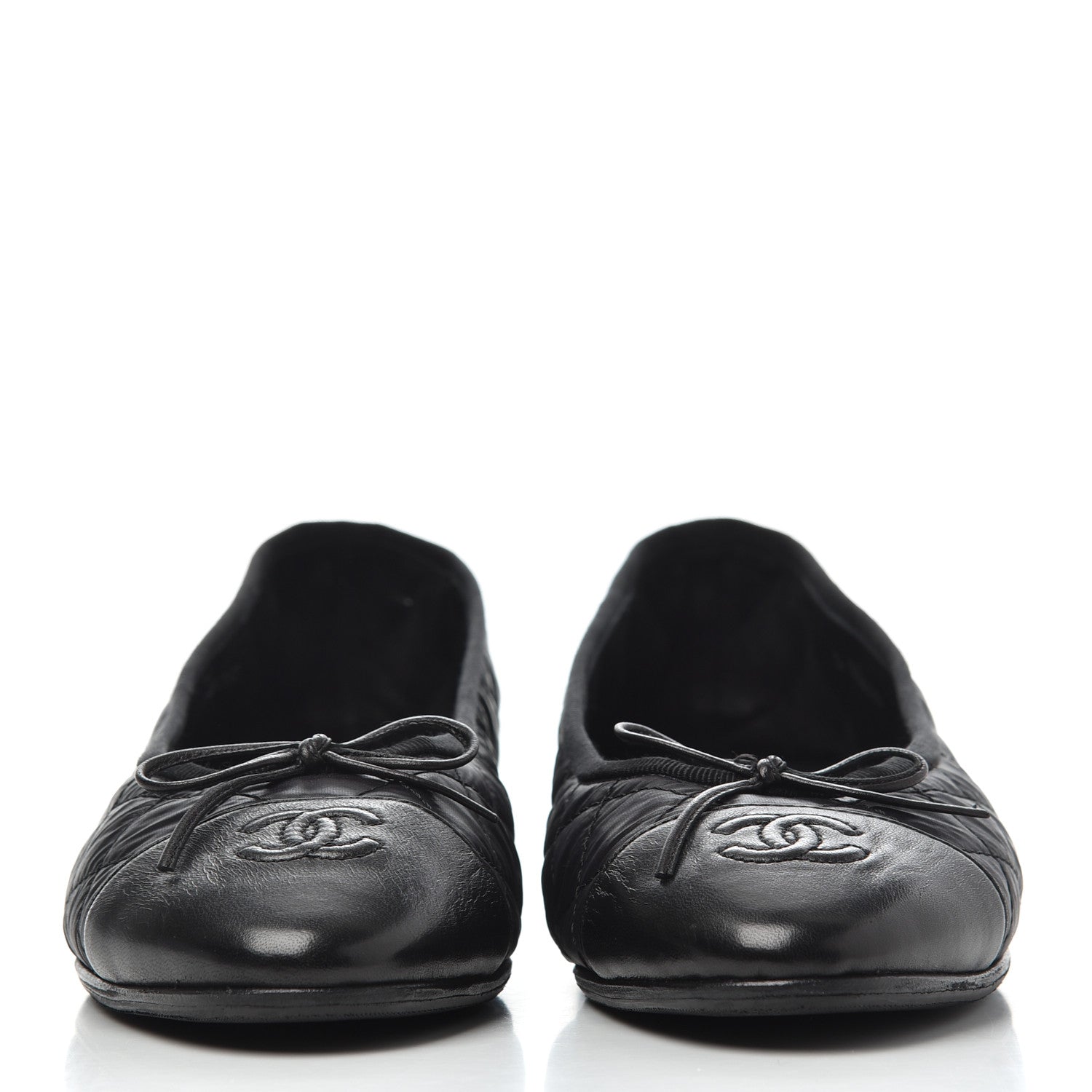 Chanel Nylon Quilted Cap Toe Ballerina Flats 41 Black 2 of 21