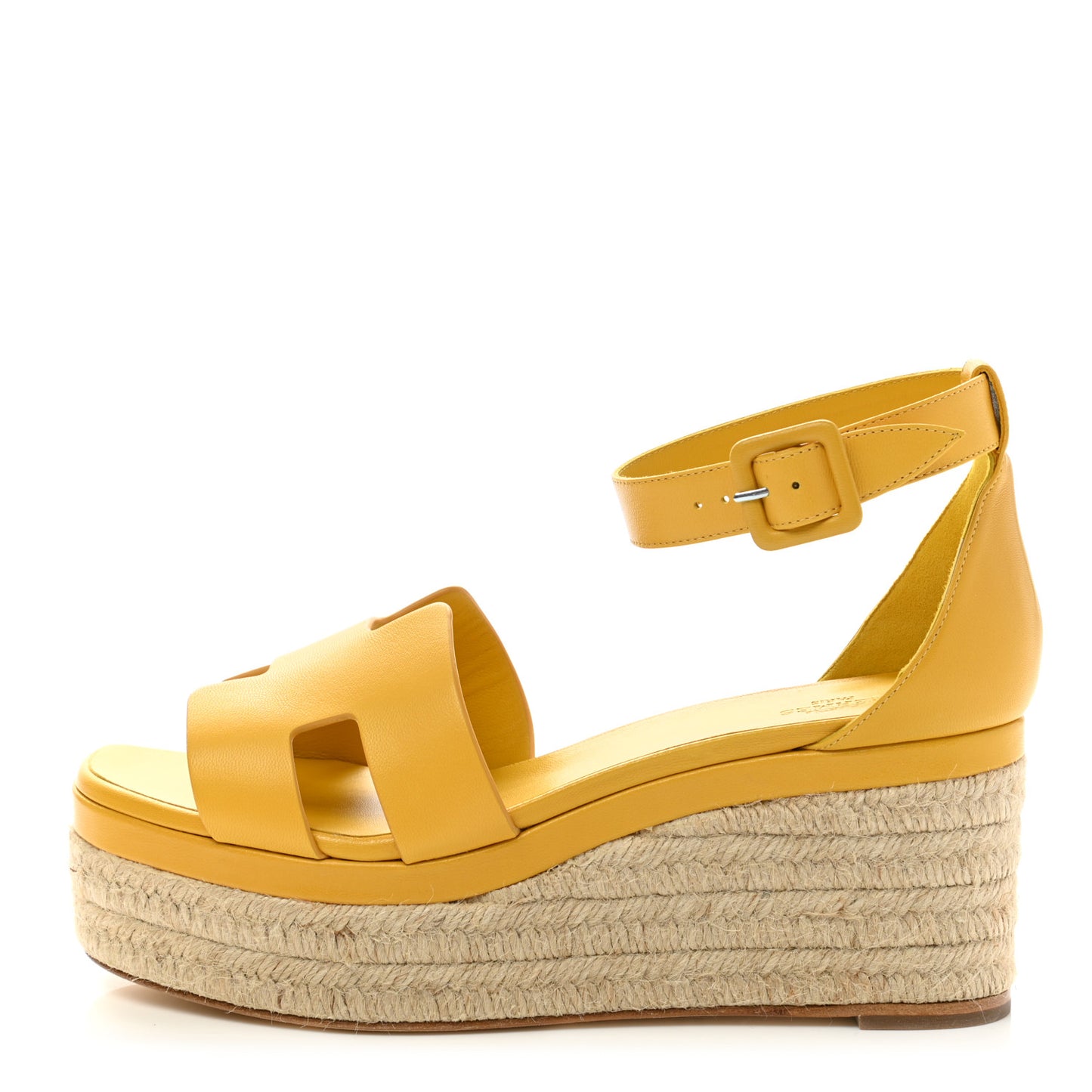 Goatskin Elda Espadrille Wedge Sandals 40 Jaune Sable