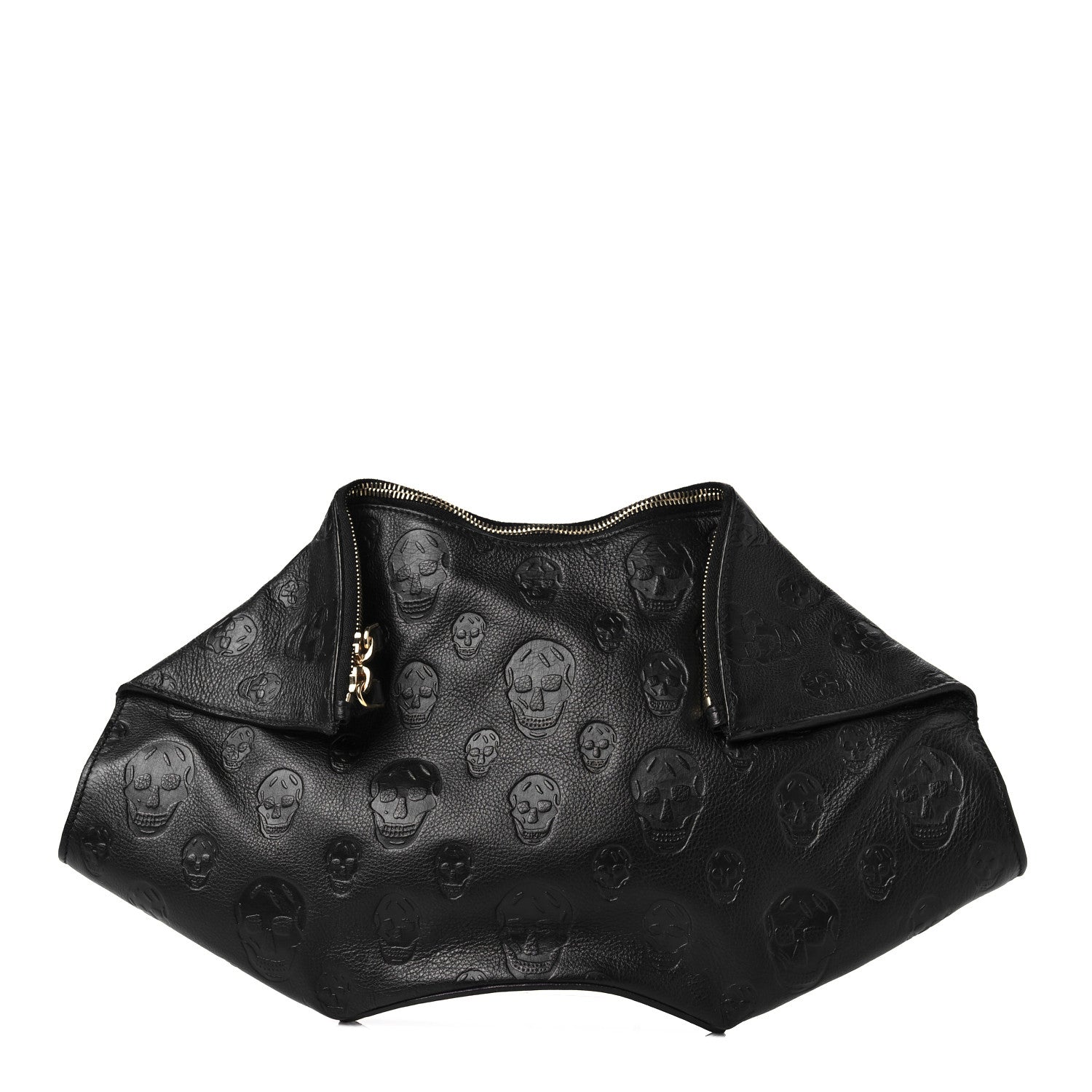 Alexander McQueen Calfskin Skull Embossed De Manta Clutch Black 1 of 7