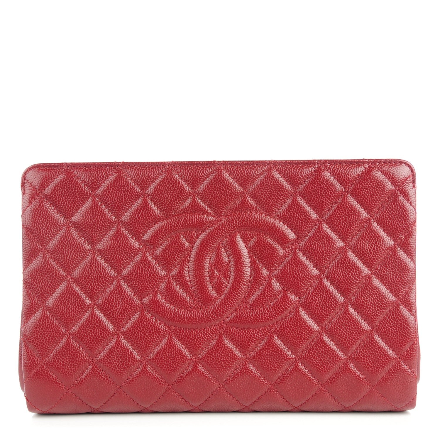 Chanel Caviar Quilted CC Large Clutch Dark Red 1 of 7