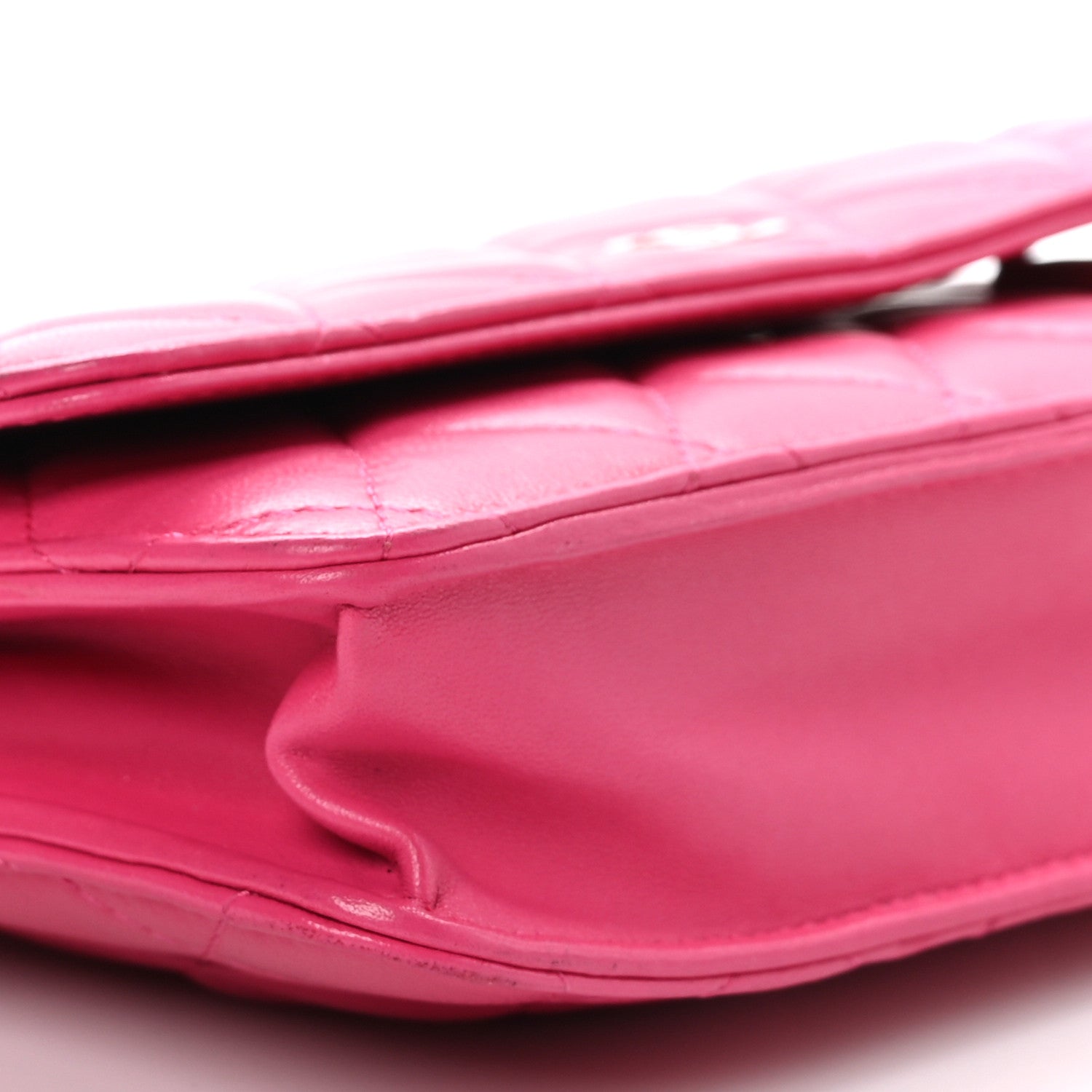 Chanel Lambskin Quilted Wallet On Chain WOC Dark Pink 10 of 11