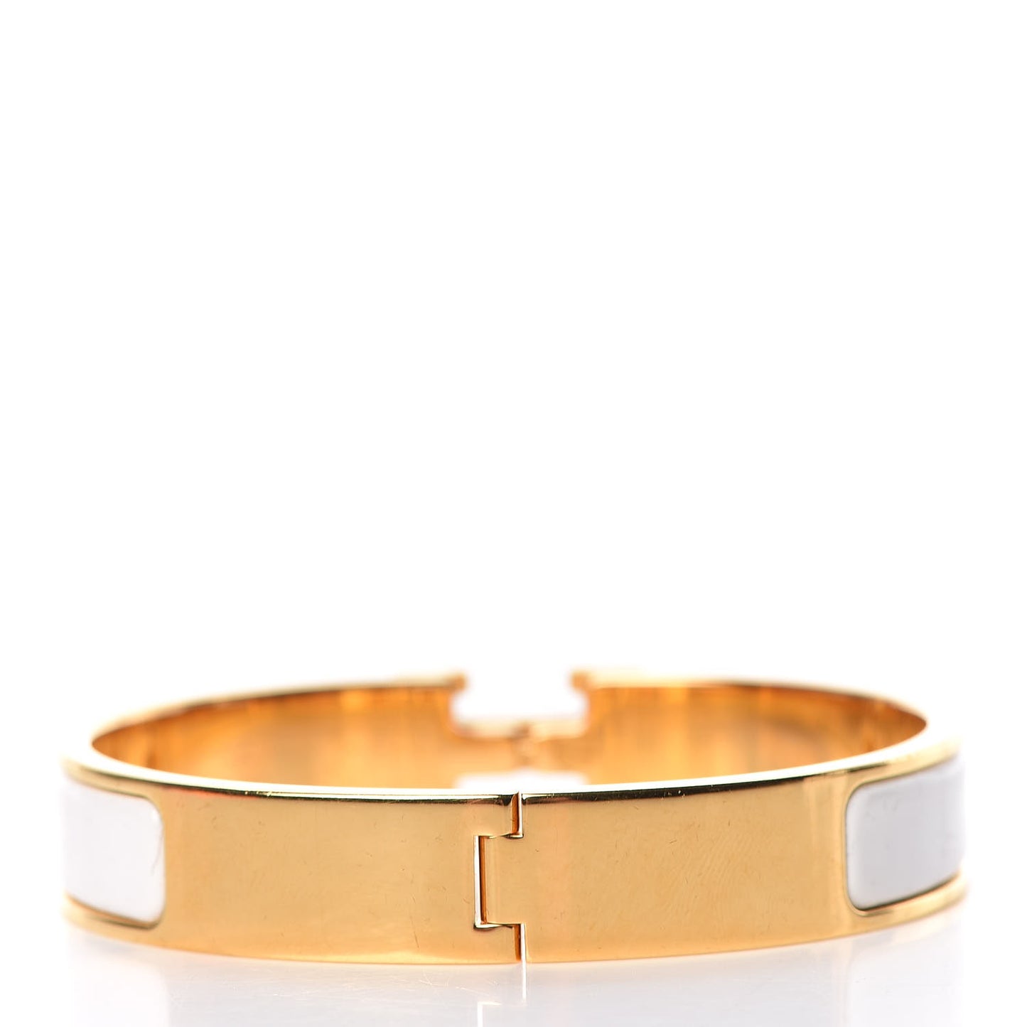 Enamel Narrow Clic Clac H Bracelet GM White