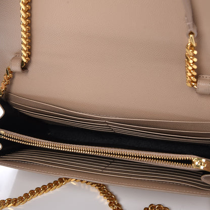Saint Laurent Grain De Poudre Monogram Chain Wallet Dark Beige 5 of 7