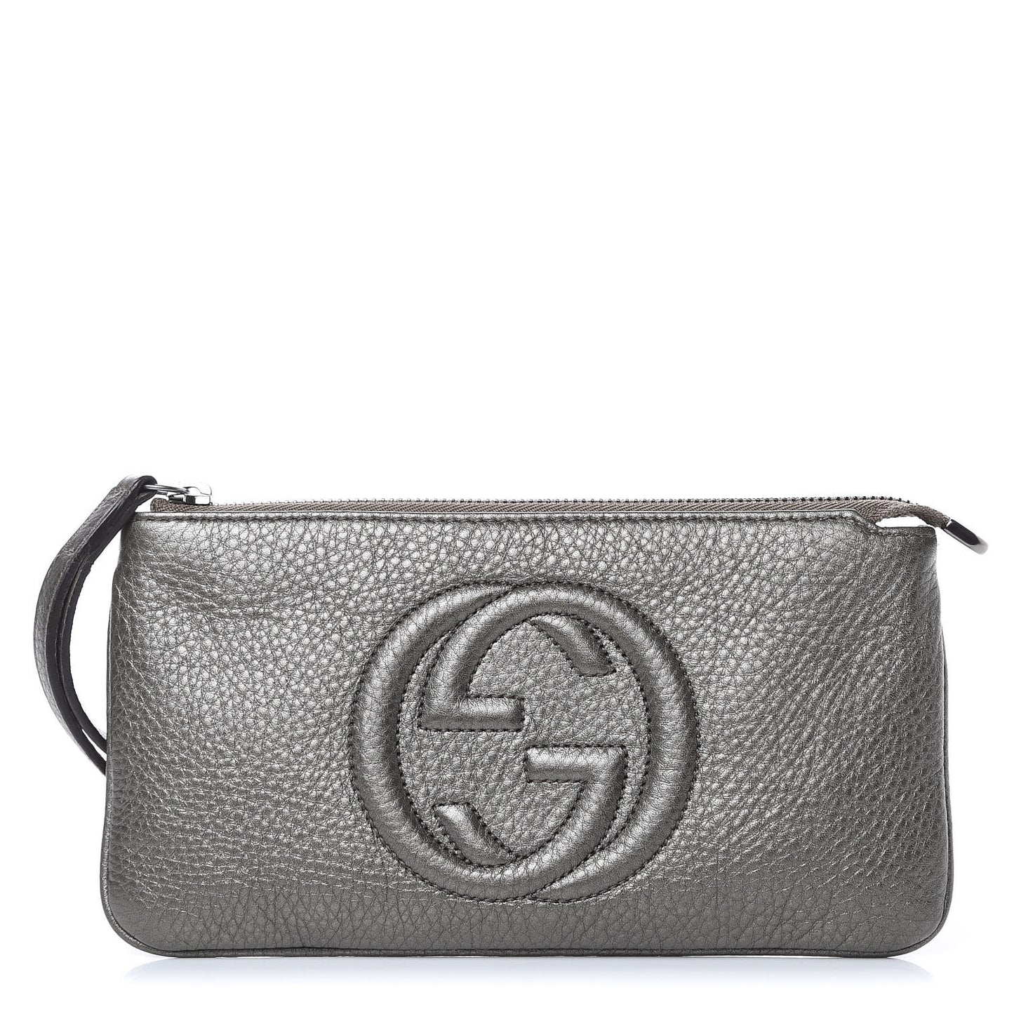 Metallic Pebbled Calfskin Soho Wristlet Sasso