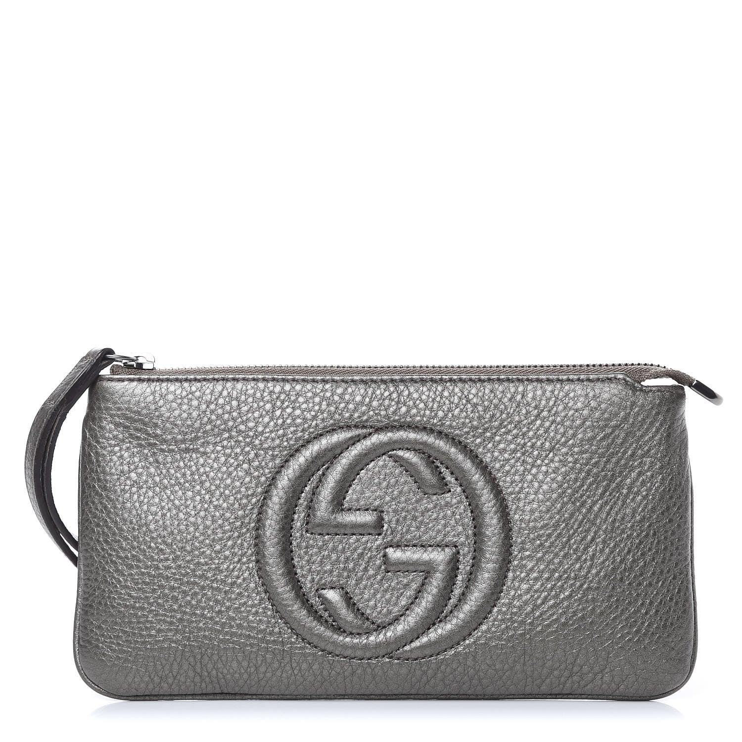 Gucci Metallic Pebbled Calfskin Soho Wristlet Sasso 1 of 7