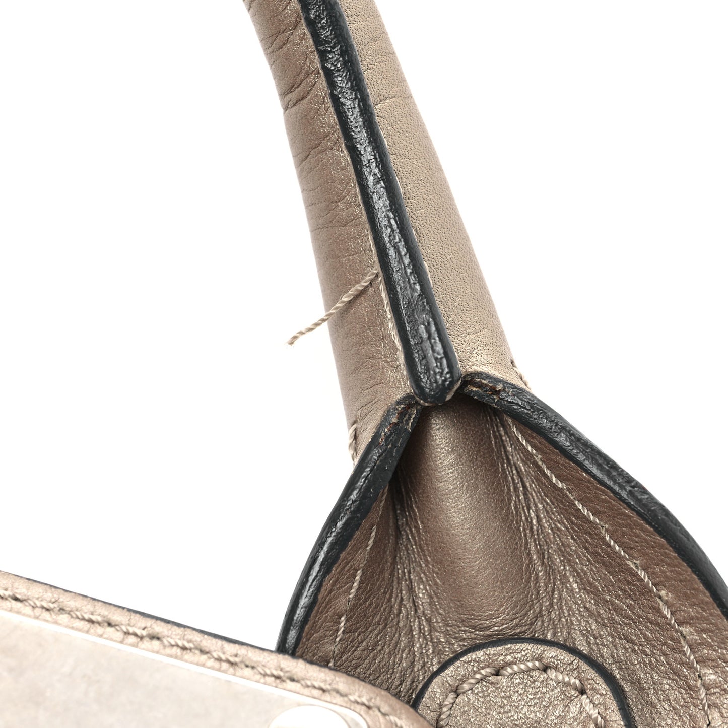 Metallic Calfskin Paddington Satchel Taupe