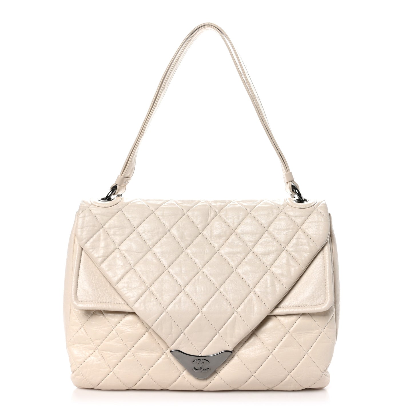 Lambskin Quilted Padded Envelope Flap White