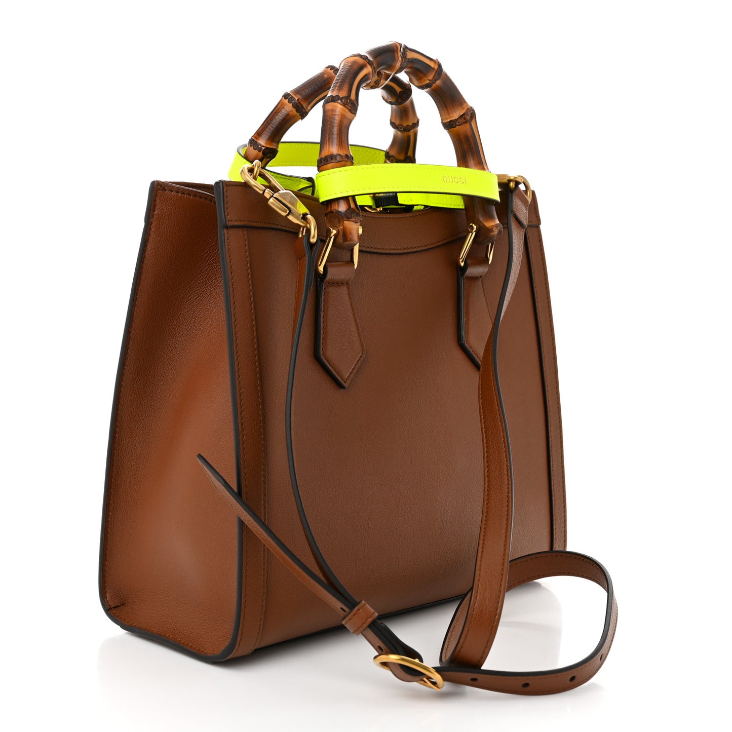 Wonka Grain Calfskin Small Diana Tote Bag Cuir Yellow Fluo