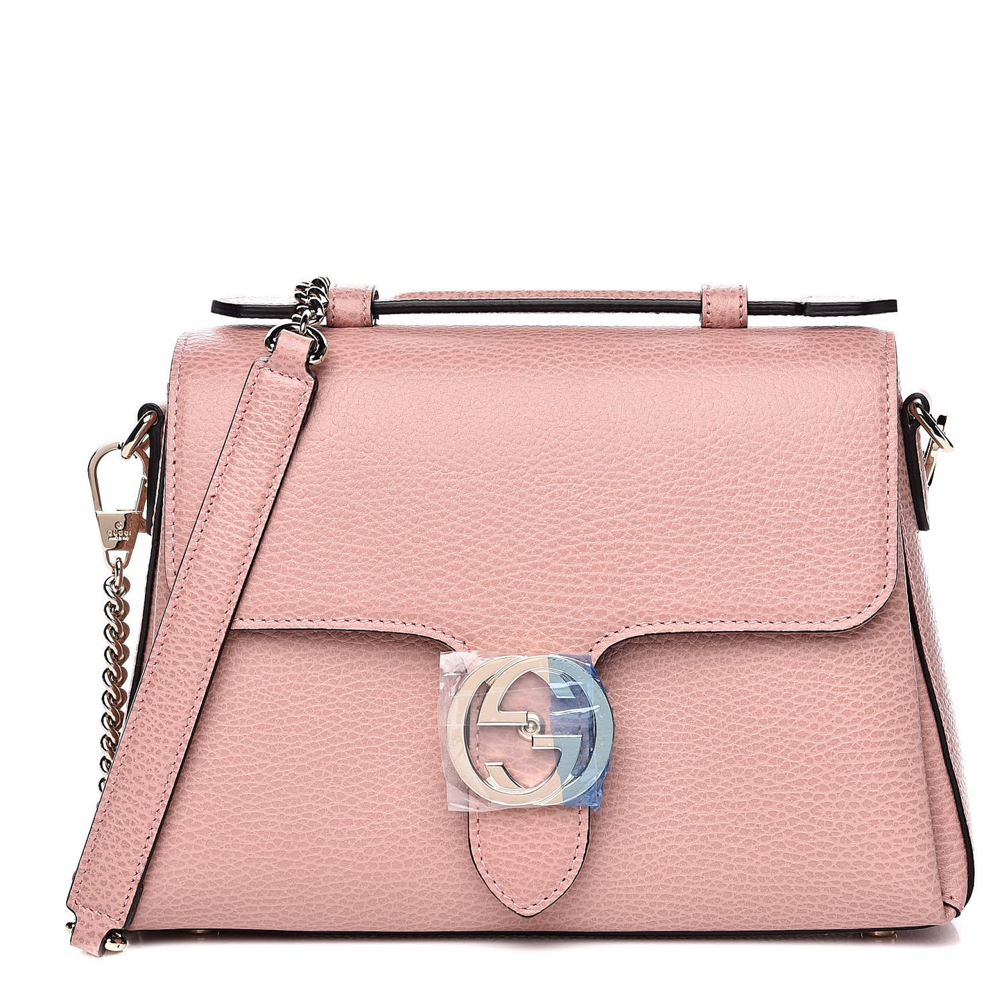 Dollar Calfskin Interlocking G Top Handle Shoulder Bag Soft Pink