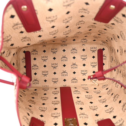 MCM Visetos Medium Liz Reversible Shopper Tote Beige Ruby Red 8 of 17