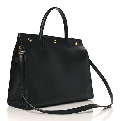 Burberry Grainy Calfskin Medium Title Bag Black 3 of 11