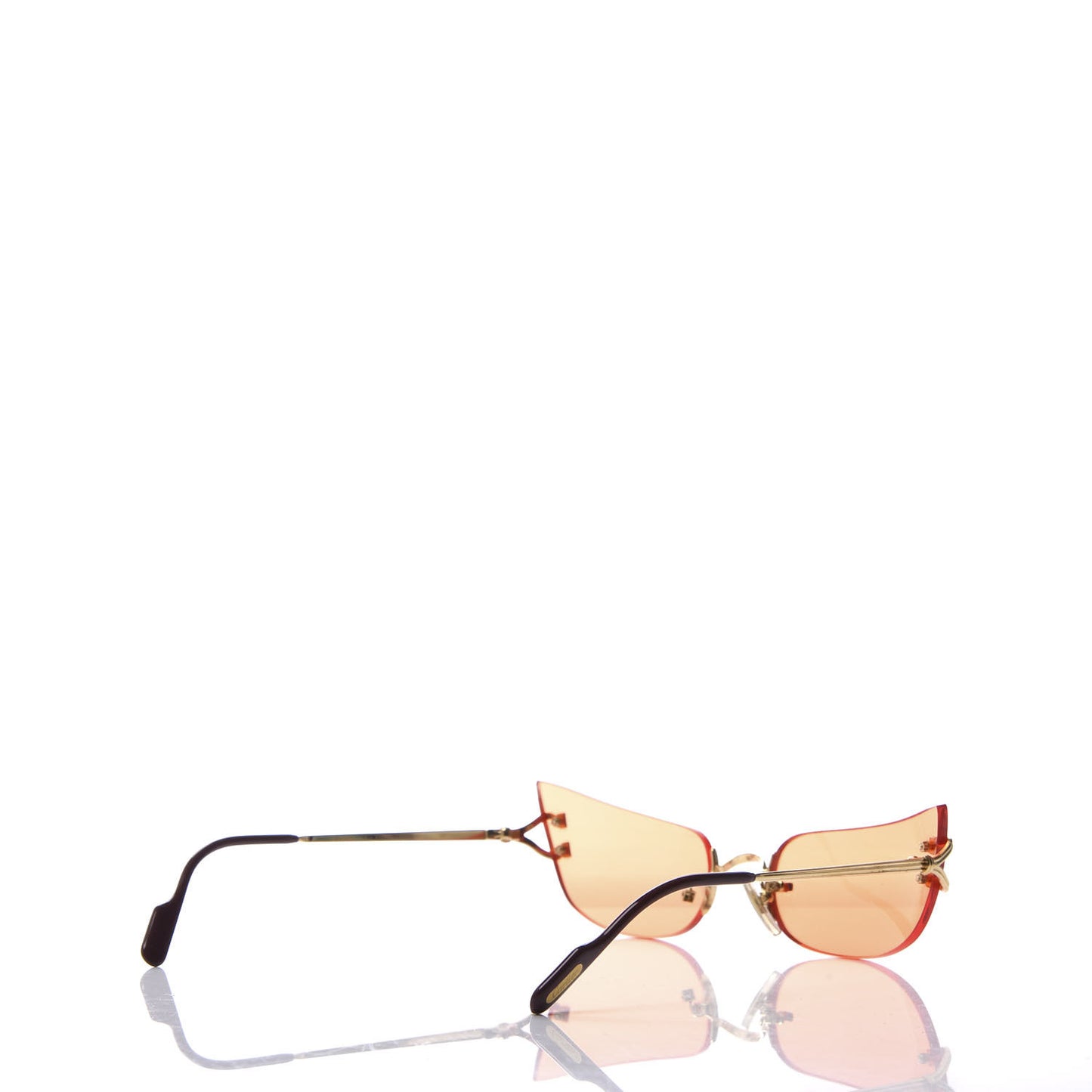 Cat Eye Rimless Sunglasses Gold Orange