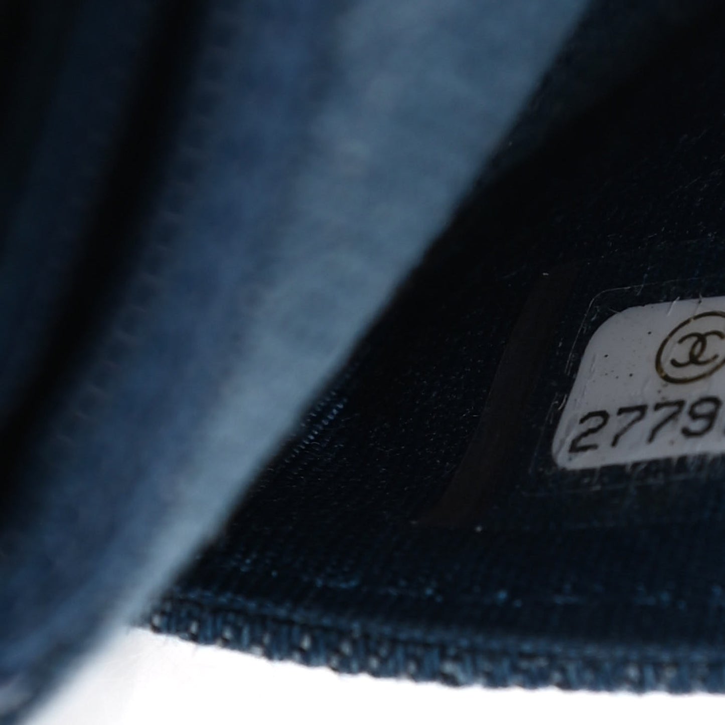 Frayed Denim Quilted Wallet On Chain WOC Blue