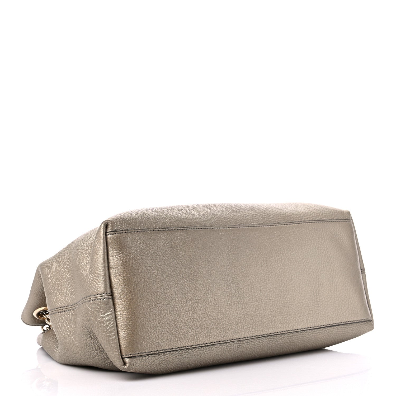 Gucci Metallic Pebbled Calfskin Medium Soho Chain Shoulder Bag Golden Beige 4 of 13