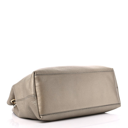 Gucci Metallic Pebbled Calfskin Medium Soho Chain Shoulder Bag Golden Beige 4 of 13