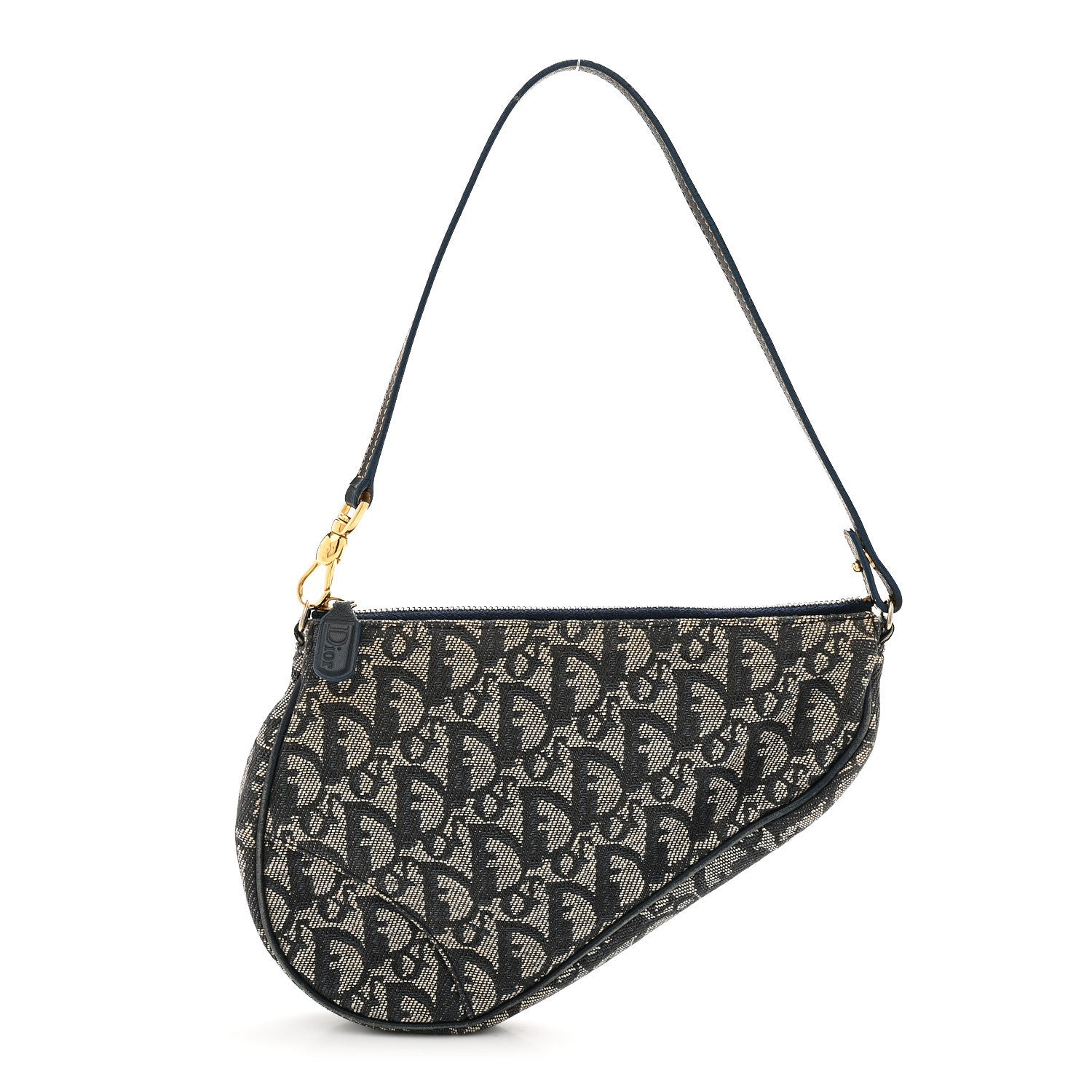 Christian Dior Monogram Mini Saddle Pochette Navy 1 of 12