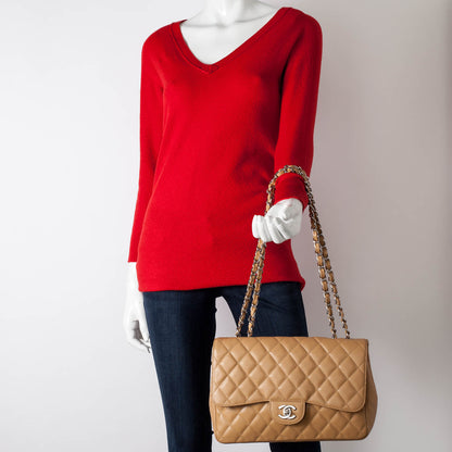 Chanel Caviar Jumbo Single Flap Dark Beige 2 of 9