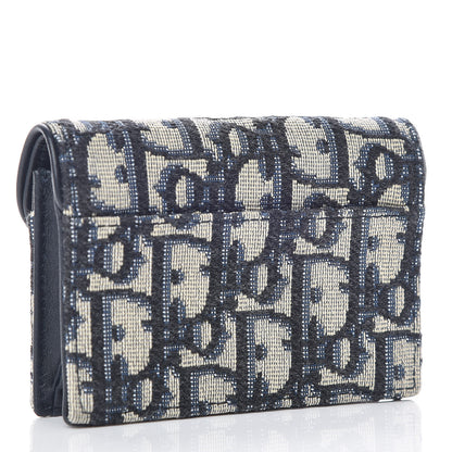 Christian Dior Oblique Saddle Card Holder Blue 3 of 7