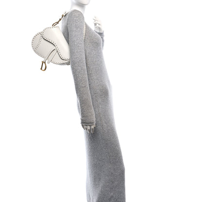 Christian Dior Calfskin Braided Saddle Bag White 2 of 10
