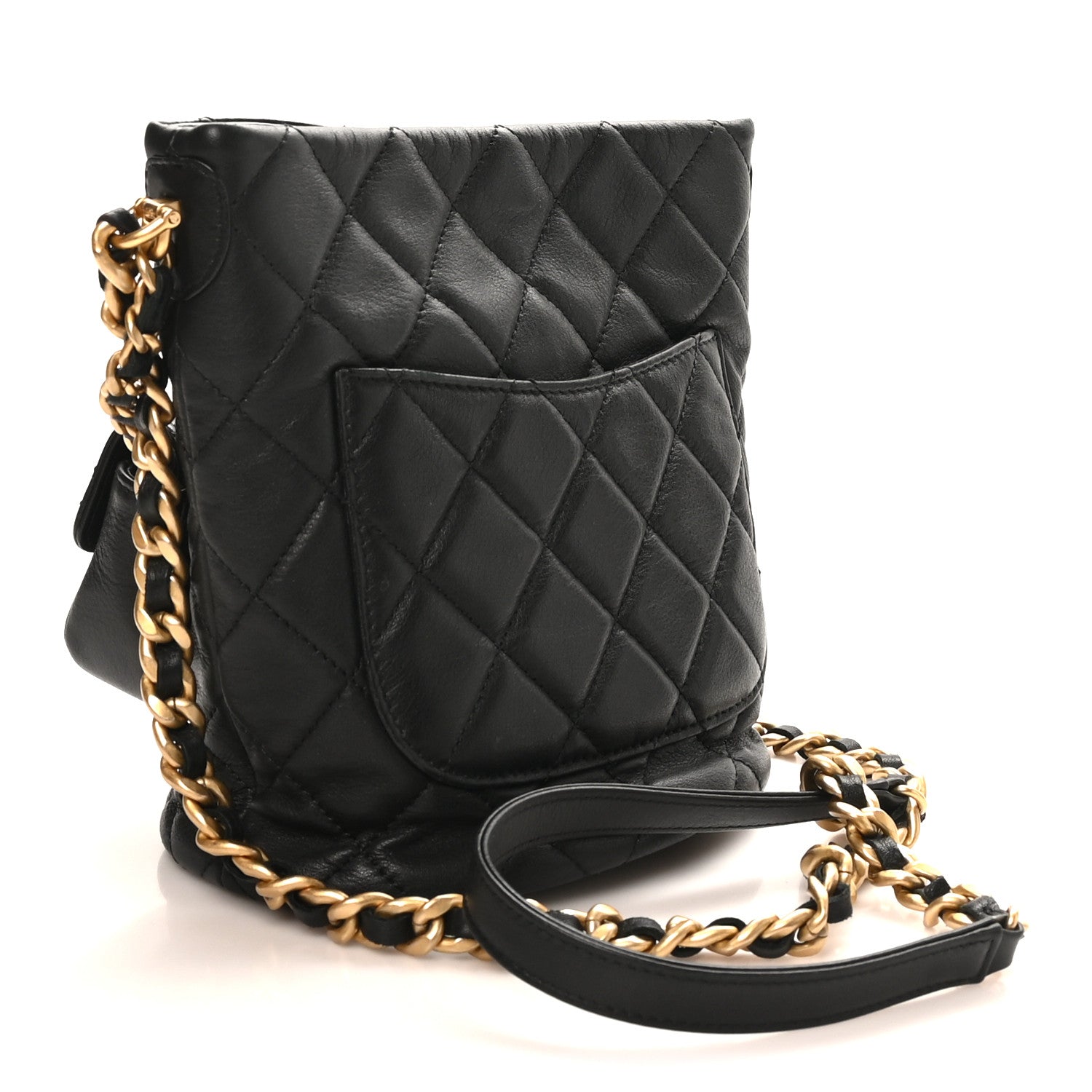 Chanel Calfskin Quilted Small CC Chain Bucket Black 3 of 10