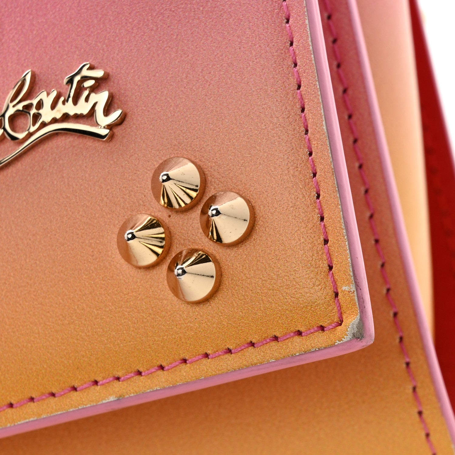 Christian Louboutin Calfskin Spikes Loubinthesky Paloma Wallet On Chain Degraftersun Gold 11 of 16