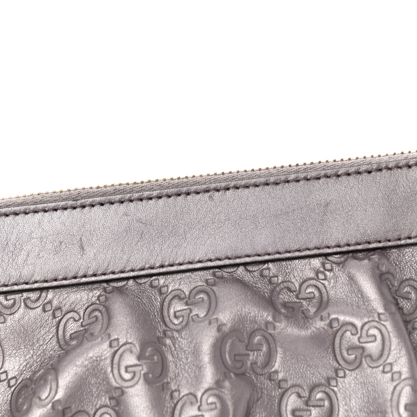 Metallic Soft Guccissima Heart Wristlet Senanque