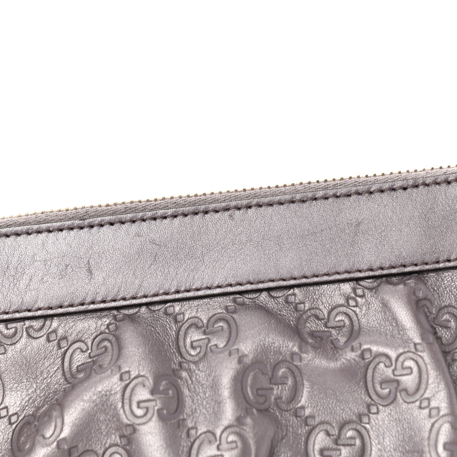 Gucci Metallic Soft Guccissima Heart Wristlet Senanque 10 of 11