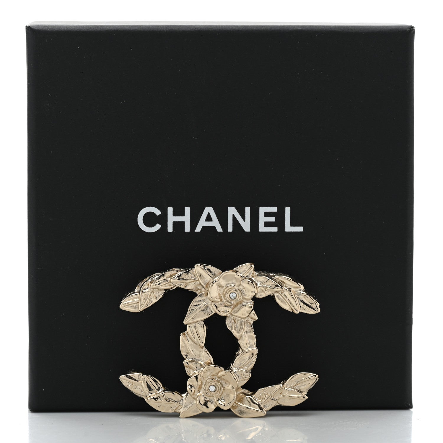Chanel Metal CC Flower Leaves Brooch Silver 5 of 5
