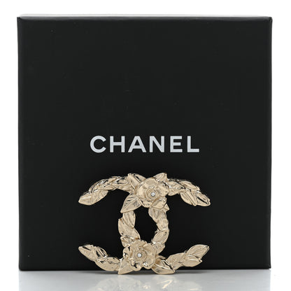 Chanel Metal CC Flower Leaves Brooch Silver 5 of 5