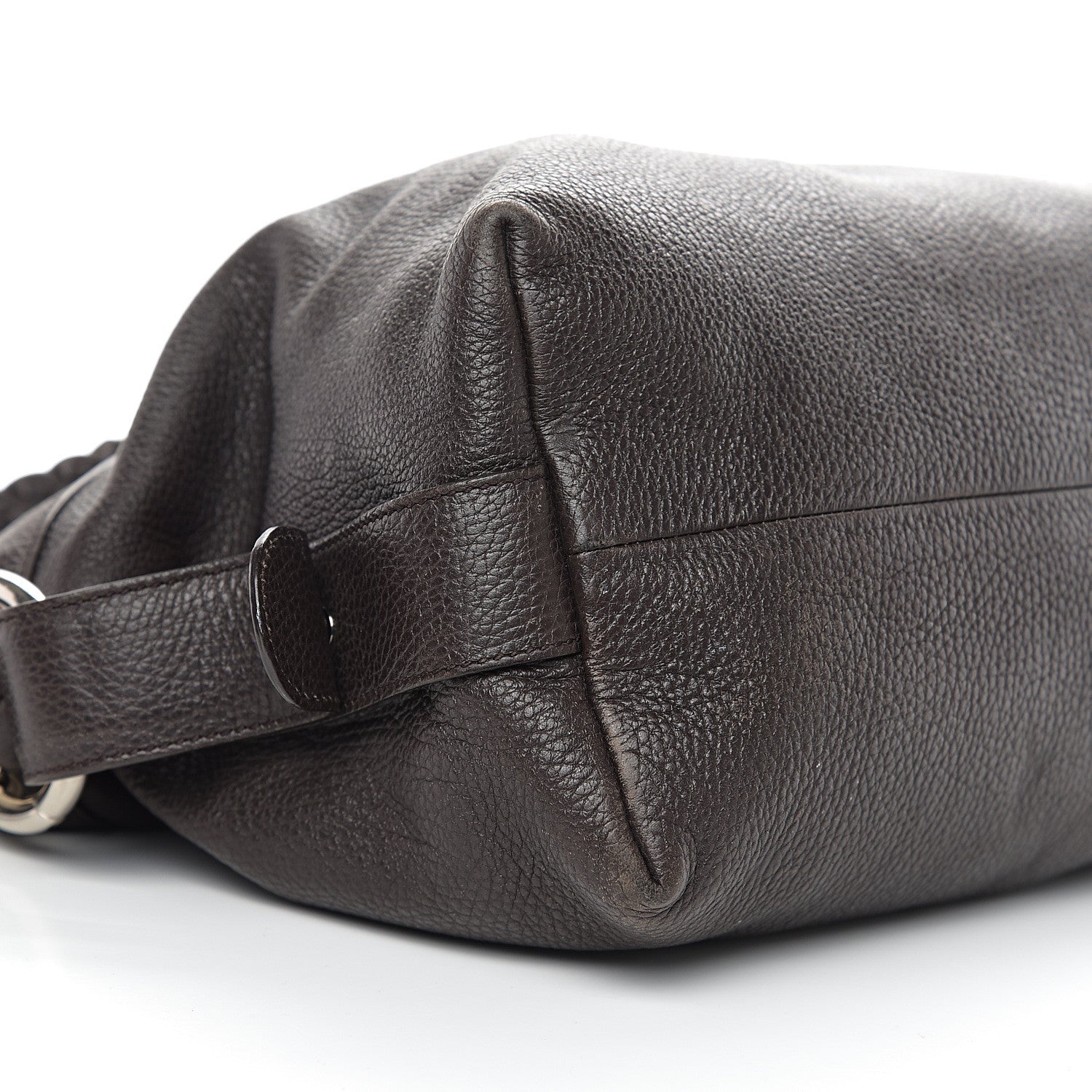 Gucci Pebbled Calfskin Large Bamboo Bar Tassel Shoulder Bag Dark Brown 8 of 10