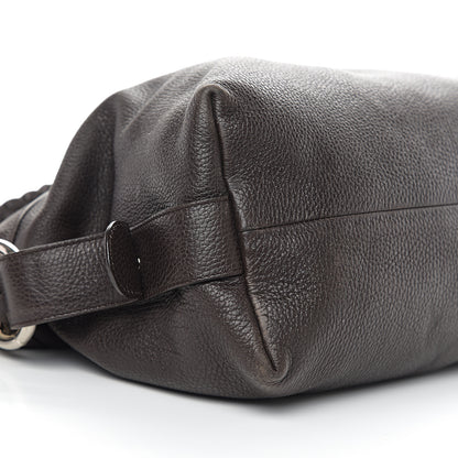 Gucci Pebbled Calfskin Large Bamboo Bar Tassel Shoulder Bag Dark Brown 8 of 10