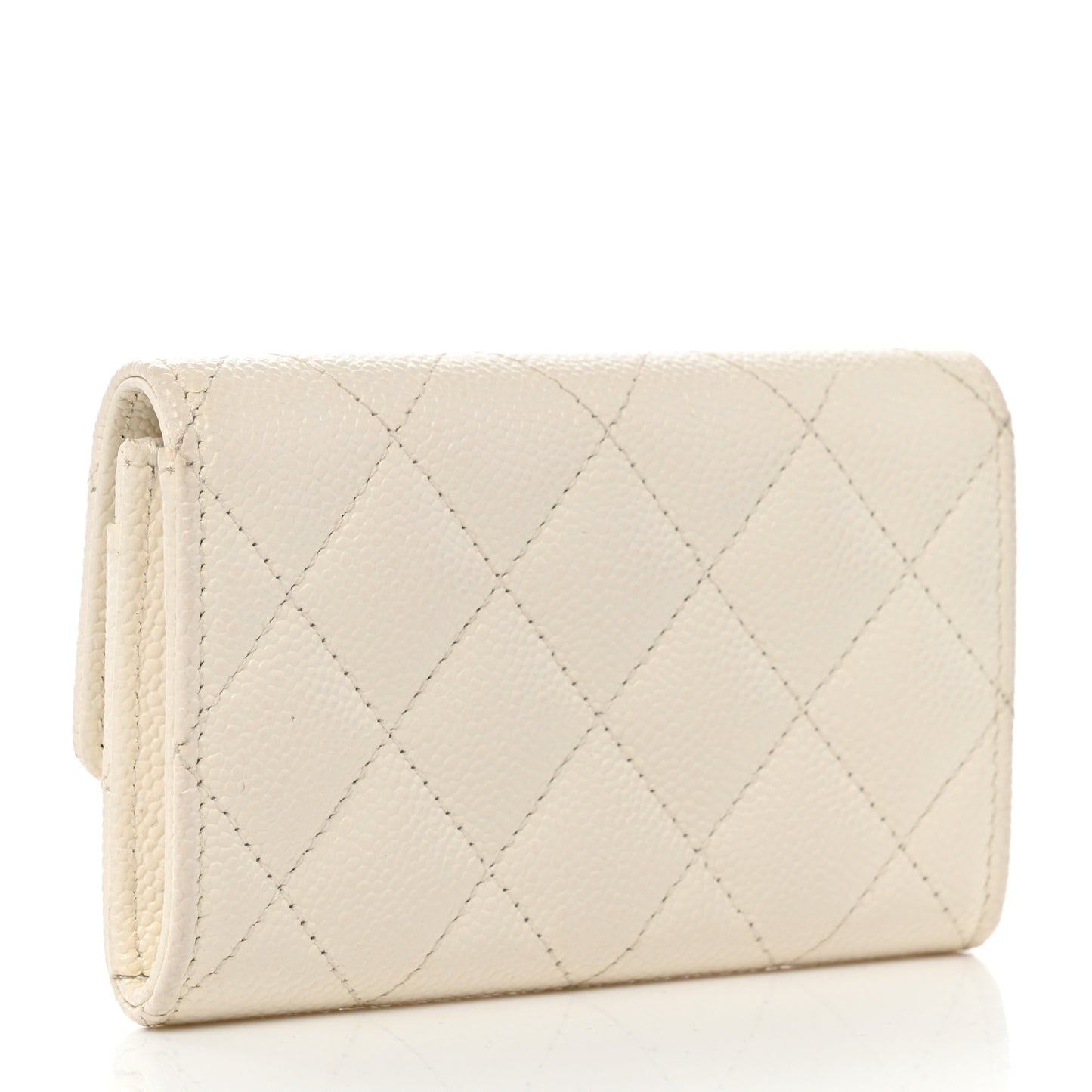 Caviar Quilted Chain CC Flap Card Holder White