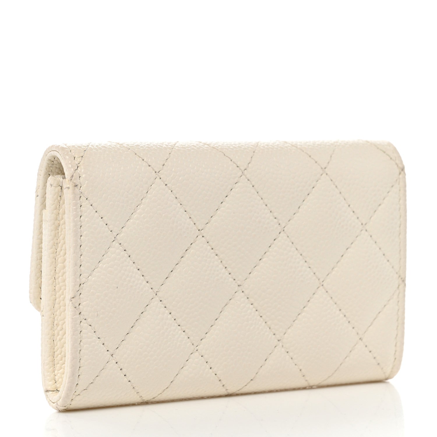 Chanel Caviar Quilted Chain CC Flap Card Holder White 3 of 9