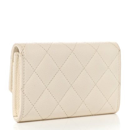 Chanel Caviar Quilted Chain CC Flap Card Holder White 3 of 9