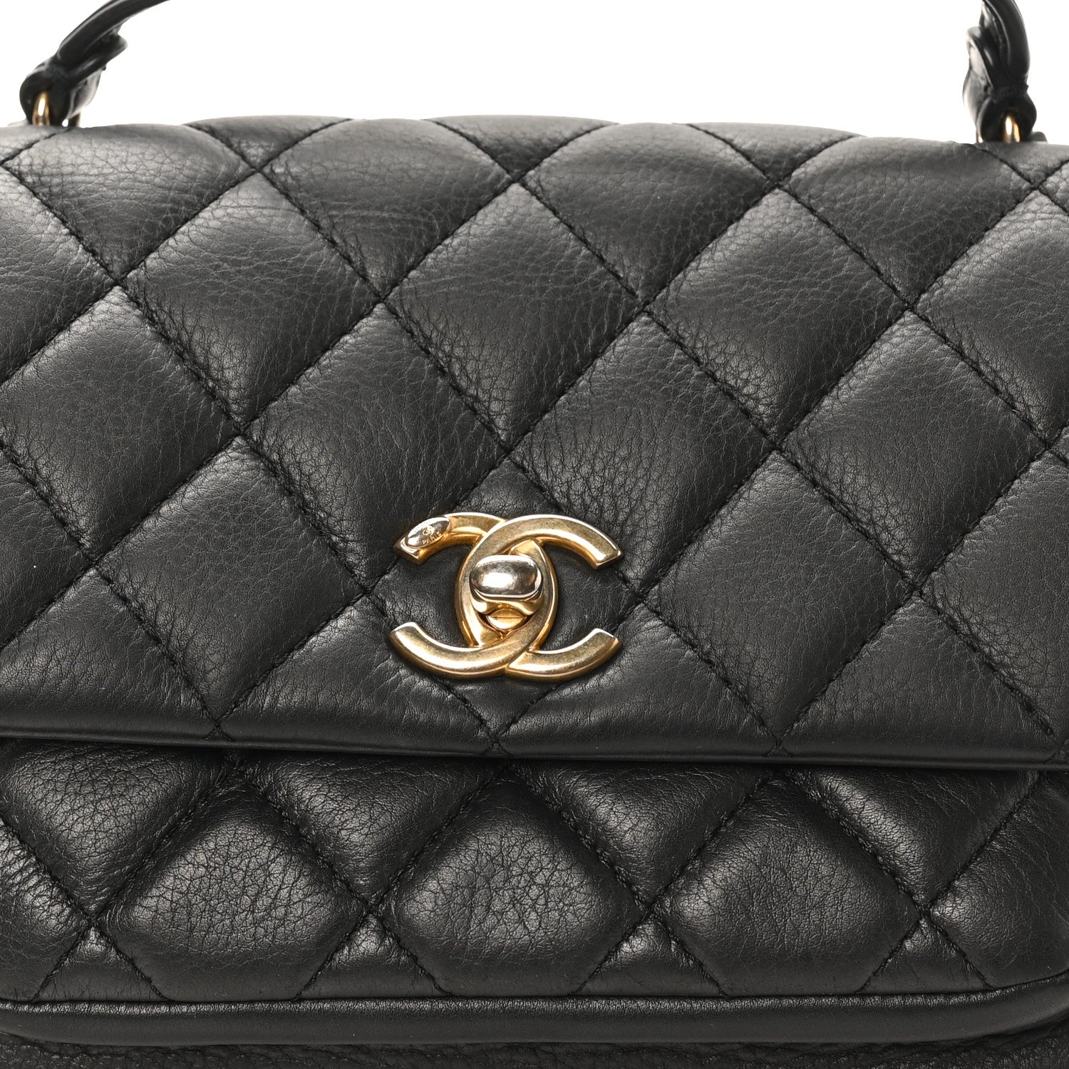 Chanel Calfskin Quilted Top Handle Flap Black 8 of 11