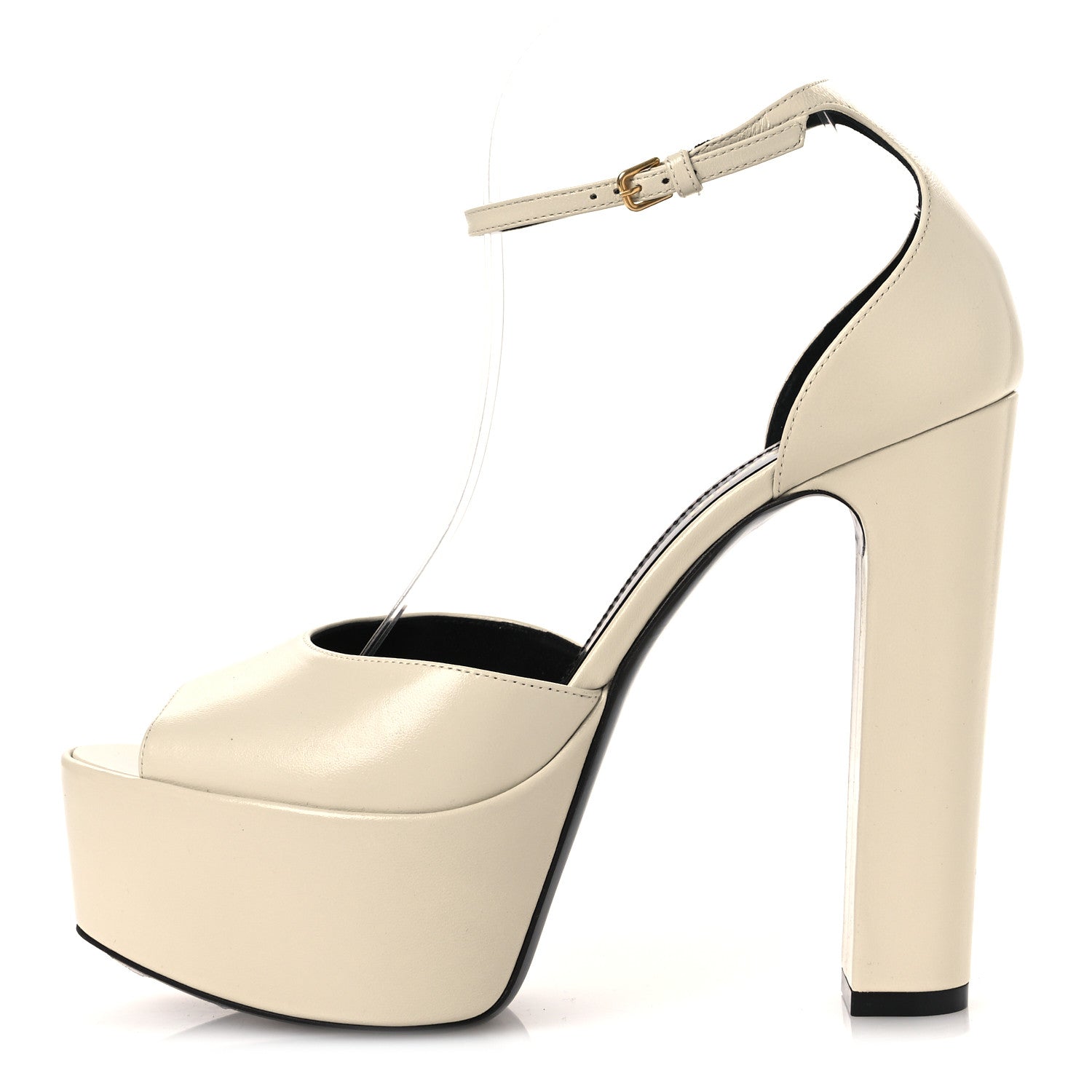 Saint Laurent Lambskin Jodie Platform Sandals 39.5 Pearl 1 of 11