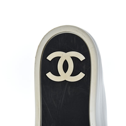 Chanel Calfskin Womens CC Sneakers 40 Black White 7 of 22