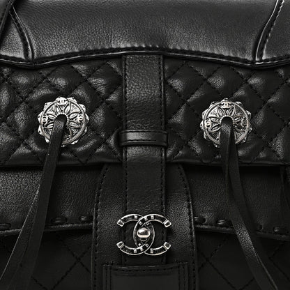 Chanel Goatskin Quilted Paris Dallas Saddle Bag Black 13 of 21